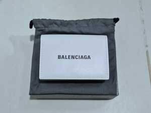 新品 未使用 BALENCIAGA バレンシアガ CASH MINI WALLET キャッシュ ミニ ウォレット 三つ折り 財布 WHITE ホワイト 594312 1I313 9060