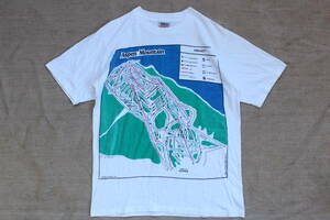 1987年 ASPEN MOUNTAIN ヴィンテージTシャツ スキー場マップ アスペン コロラド州 マウンテンONEITAグラフィック アート アメリカ古着 レア