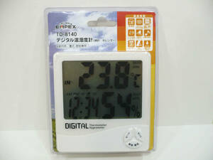 ★未使用品★EMPEX デジタル温湿度計 TD-8140 時計 カレンダー 置式・壁掛兼用