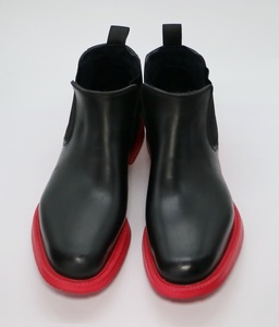 リーガル レインブーツ 57GR 25cm 25.5cm REGAL BOOTS レインシューズ サイドゴア ブラック レッド BLACK RED 雨靴 ショートブーツ 中古