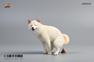 かわいい 柴犬 ワンちゃん トイレタイム ”大” JXK053 B 白 1/6 スケール 犬の置物