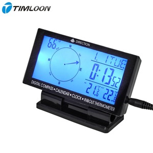 車 汎用 LCD ディスプレイ スクリーン デジタル コンパス カレンダー 時計 温度計 ツール パーツ アクセサリー