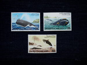 ノーフォーク島切手　ホエールズ・鯨　３種未使用　1982年