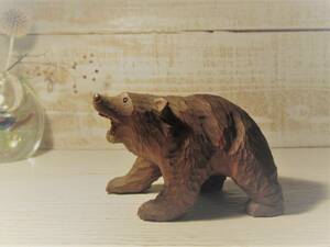 【A郷92】　アイヌ彫刻　小さな熊の木彫り　昭和前期　ヴィンテージ　民藝　フォークアート