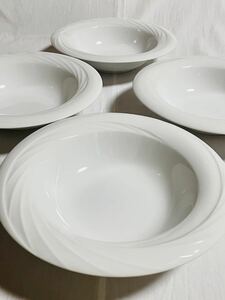 【国産高級白磁】ELITE エリート　モンテカルロ　ホワイト　パスタ皿　新品4枚　スープ皿 ノリタケ 