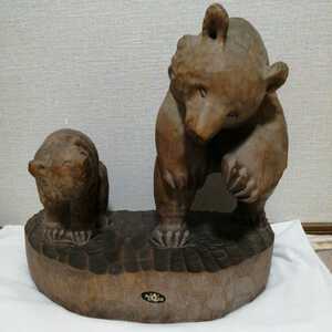 昭和46年　木彫り熊　親子　北海道トミヤ　郷土民芸品