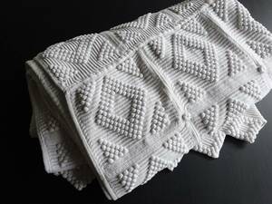 19世紀-20世紀 フランス 大判 手刺繍 かぎ編み カバー シーツ ホームクロス 230cm×90cm 布材 縫製 古布 民藝 工藝 テキスタイル