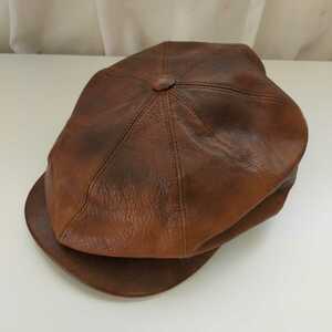 オールドジョー OLD JOE & Co. 13AW レザーキャスケットカウハイド 牛革 帽子 7.25 ブラウン（茶色）