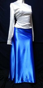 コーラス衣装 光沢 サテン　つるつる ナイロン マキシ丈 ロング スカート ブラウス セット 大きいサイズ