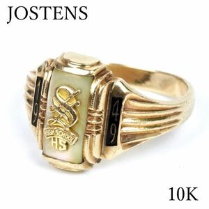 ◆JOSTENS◆ 1949年 カレッジリング 10K ゴールド 金無垢 ビンテージ 指輪 マザーオブパール アメリカ ハイスクール 高校 クラスリング