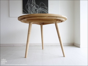 チーク無垢材 円形テーブルN 丸テーブル ダイニングテーブル 机 カフェテーブル ナチュラル 天然素材 銘木家具 送料無料 直径100cm