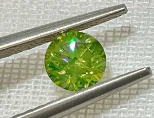 Fancy Vivid Yellow Green treated SI-1 0.401ct 4.68x4.71x2.95mm ダイヤモンド イエロー グリーン　中央宝石研究所 ソーティング 付き