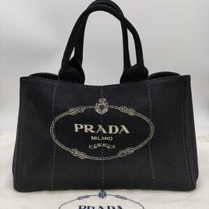 【極美品】プラダ PRADA カナパ トートバッグ デニム ブラック 黒色 ロゴ金具