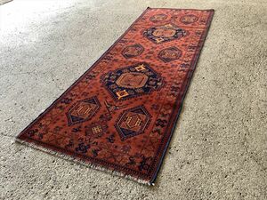 270×92cm アフガニスタン産 絨毯 ラグ アンティーク家具 マジック カーペット 01ANMRL220517017D