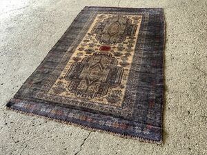 192×116cm アフガニスタン・ヘラート・ザッカン産 絨毯 ラグ アンティーク家具 マジック カーペット 01AOBRL220523023D