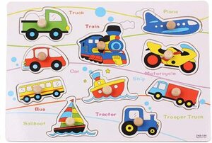 Deerbird? 木製幼児パズルジグソーパズル車のおもちゃ木製ボルトトレイ付きパズル就学前学び形状ボードパズ