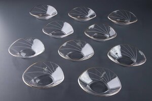 【うつわ】『 硝子変り皿 向付 10客 10198 』 10個組 料亭 日本料理 懐石 会席 和食器 うつわ 器 焼物 陶器 磁器 ガラス