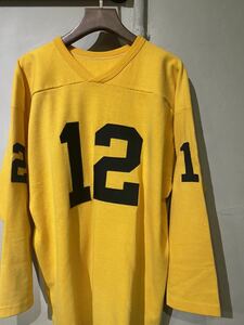 【即決】70s Russell athletic ラッセルアスレティック フットボール Tシャツ ナンバリング イエロー 金ラッセル usa アメリカ製 古着 L