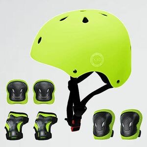 好評 新品 ヘルメット XJD P-N8 (黄緑, S:48~54cm) こども用 キッズプロテクタ-セット 調節可能 軽量 高剛性 通気性 スケボ-