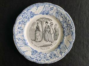 フランス 19世紀 クレイユ モントロー Creil et Montereau グリザイユ 絵皿 デザート ディナー プレート 皿 陶器 美術 骨董 アンティーク 5