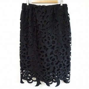 #anc ローズティアラ Rose Tiara スカート 46 黒 レース ロング 大きいサイズ 美品 タグ付き レディース [743019]