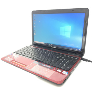 1円～ 即使用可 Wi-Fi有 レッド 赤 ノートパソコン 15.6型 TOSHIBA 東芝 T350/34AR 中古良品 Pentium 4GB DVDマルチ 無線 Windows10 Office