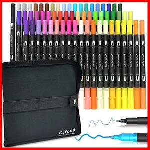 ★色:60色★ Ccfoud カラーペン 60色水彩カラー筆ペン イラストマーカー 太字 細字 2種類ペン先 イラストペン マーカーペン 水性 鮮やか