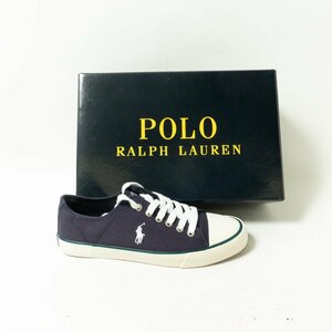 POLO RALPH LAUREN ポロ ラルフローレン スニーカー ネイビー 紺 24cm ジュニア レディース キャンバス 紐靴 カジュアル シンプル 靴