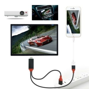 ◆現品のみ　HDMI 変換ケーブル 1m iPhone スマホ テレビ 簡単接続 動画 鑑賞　B2106368