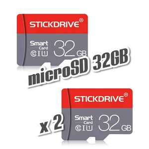 【送料無料】2枚セット マイクロSDカード 32GB 2枚 class10 UHS-I 2個 microSD microSDHC マイクロSD STICKDRIVE 32GB RED-GRAY
