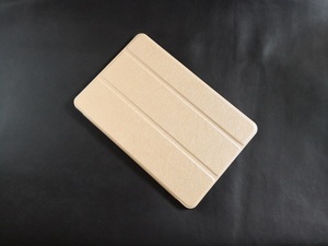 (薄型 軽量) iPad mini5/mini4 共用 シャンパンゴールド レザー スマートケース 