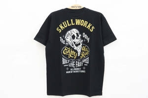 スカルワークス SKULL WORKS 半袖 Tシャツ アメカジ ドクロ 111903 ブラック (M) 多少汚れ 50%オフ (半額) 送料無料 即決価格 新品