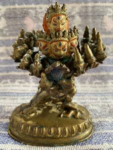 チベット仏教美術 金銅彩色立像 密集金剛歓喜仏 古物 愛蔵品