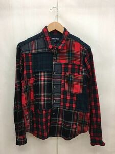 COMME des GARCONS HOMME◆長袖シャツ/L/ウール/レッド/チェック