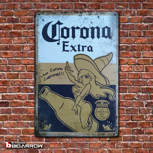 ブリキ看板 20×30㎝ Corona Extra コロナビール ガレージ スチール アンティーク アメリカンインテリア 世田谷ベース 新品