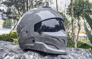 新しいデザインオートバイバイクヘルメット ハーフヘルメット フルフェイスヘルメット レーシング組立式顎部分着脱できる4色グレー