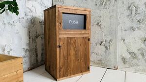 【PUSH】ウッドダストボックス 700×400 インナーゴミ箱付45ゴミ袋対応 インダストリアル家具　ゴミ箱　棚