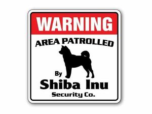 【送料無料・即決即納・未使用品】“Warning” 柴犬 “Shiba Inu Security Decal” ビニールステッカー 25.4cm×25.4cm