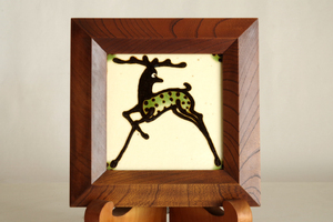 ■民芸 船木研児 陶板 「鹿」 本物保証■