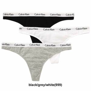 ※アウトレット Calvin Klein(カルバンクライン)Tバック ビキニ 3枚セット レディース QD3587 black/grey/white(999) Sサイズ