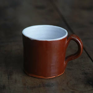 19世紀 フランス キュノワール マグカップ チョコレートブラウンの肌が美しい cul noir / アンティーク1800年代 古陶 民藝 コーヒーカップa