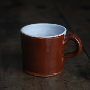 19世紀 フランス キュノワール マグカップ チョコレートブラウンの肌が美しい cul noir / アンティーク1800年代 古陶 民藝 コーヒーカップb