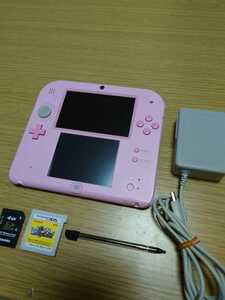 2DS 本体 ピンク 充電器 SDカード タッチペン　パスカル先生