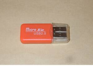 【microSD カードリーダー】USB2.0・オレンジ・・・◆新品