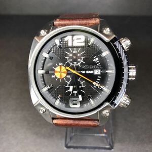 DIESEL クロノグラフ メンズ腕時計 ディーゼル DZ4204 革ベルト 稼働品