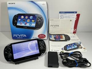 【液晶美品・完品】PlayStation Vita PCH-1100 ブラックPS Wi-Fiモデル BLACK 動作確認済 ポータブル