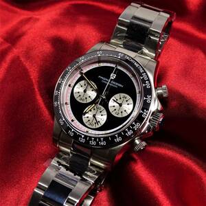 未使用・新品・パガーニデザインブランド・メンズ腕時計 ・VK63クロノグラフクオーツ・オマージュウオッチ・PD-1676ブラック文字盤 
