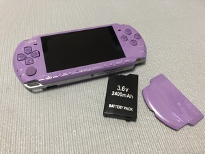 PSP-3000 本体 ライラックパープル パープル 紫 充電池付　動作