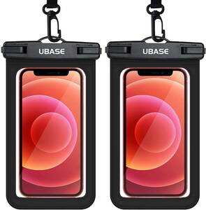 2枚セット UBASE 防水ケース スマホ用 IPX8認定 完全保護 防水携帯ケース Face ID認証/指紋認証対応 完全防水 