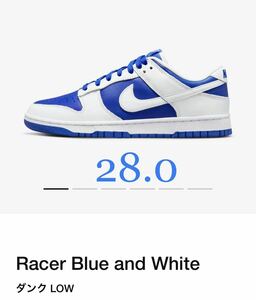 28.0cm Nike Dunk Low Racer Blue and White/